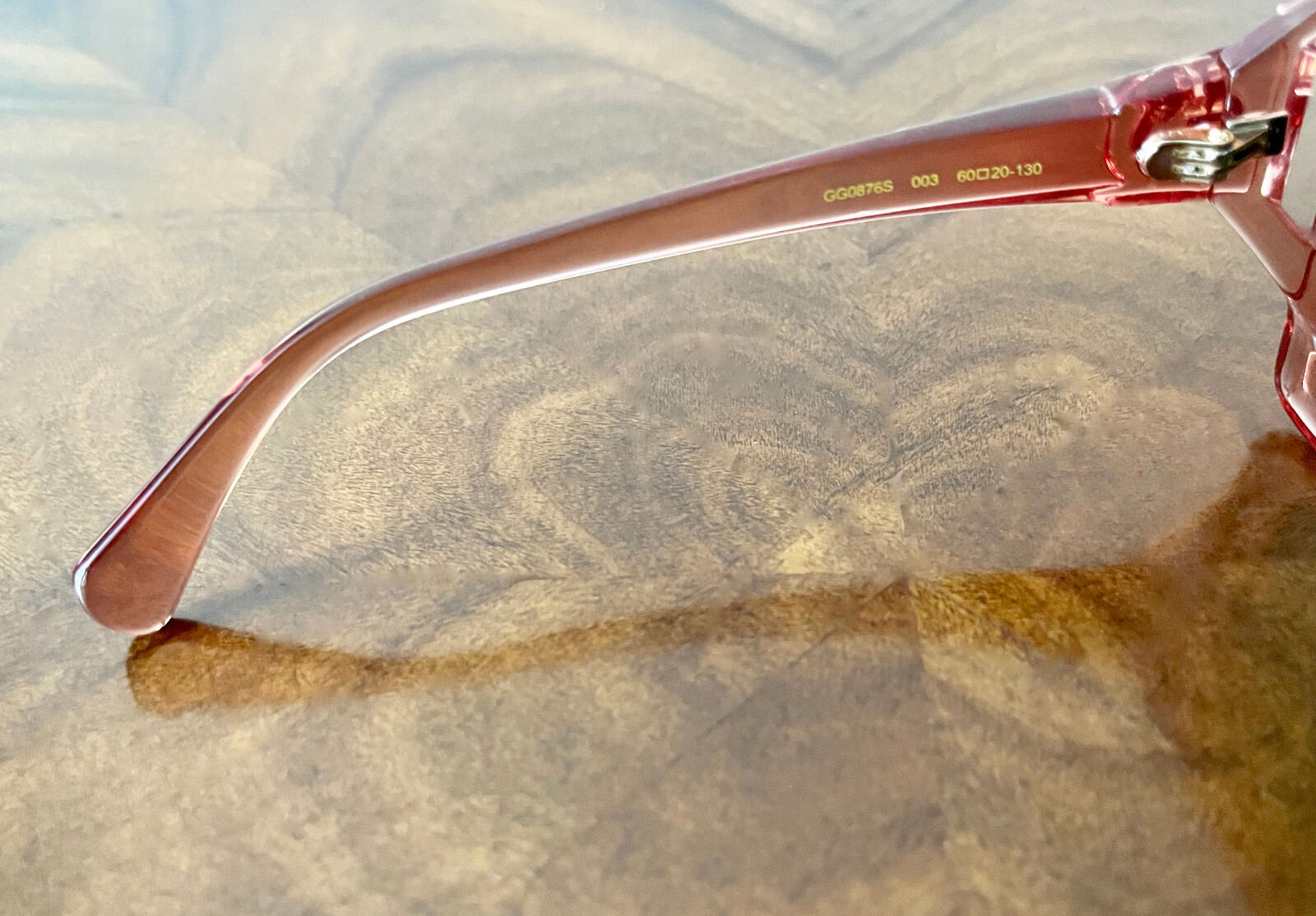 GUCCI Oversized 60mm Square Light-Injected PINK Frame Green Lens Sunglasses $450