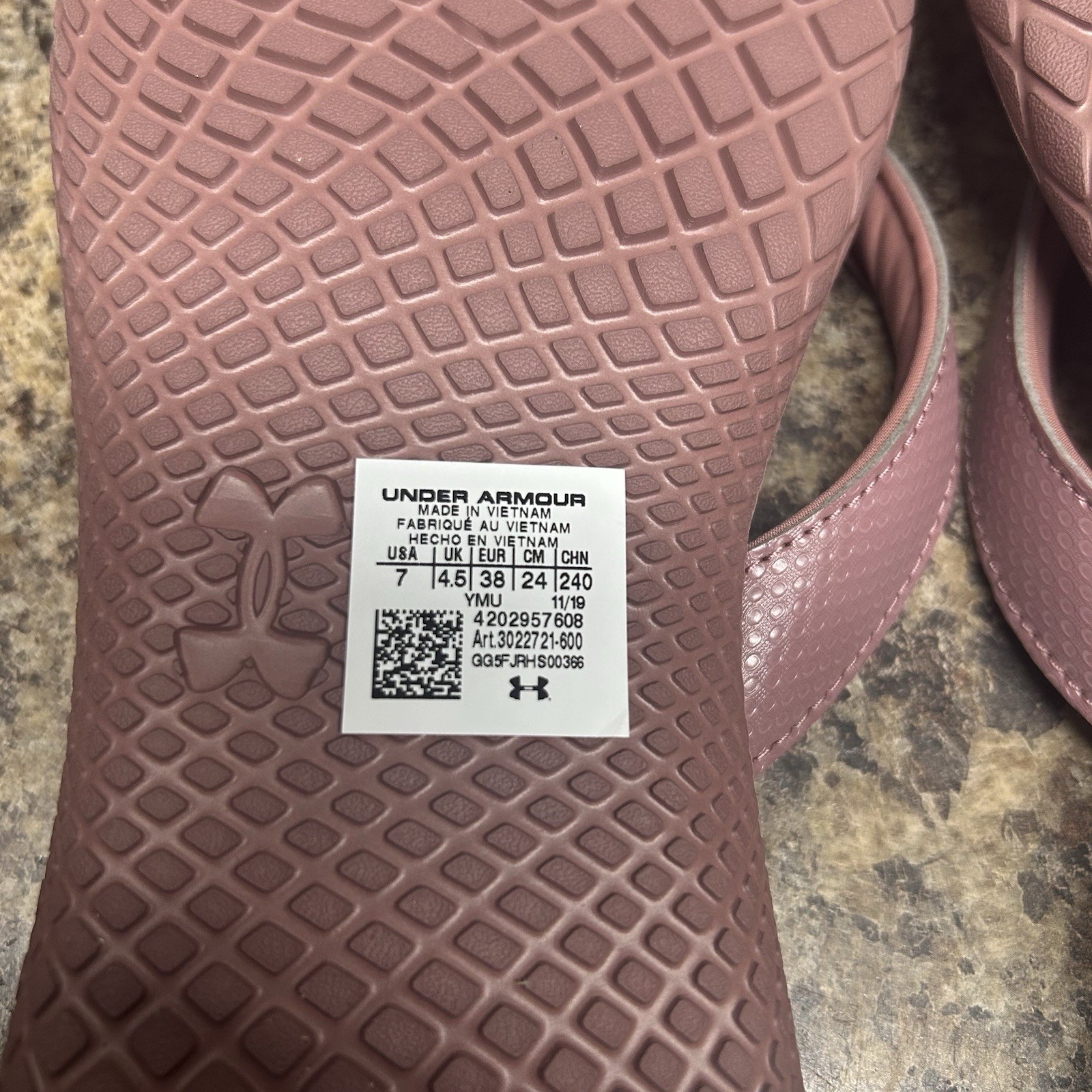 NEW NWT Under Armour Marbella VII Trace Pink Flip Flop Sandals Womens 7