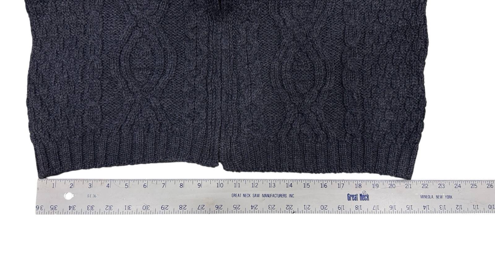 Aran Crafts Merino Wool Zip Cardigan Sweater Ireland Cable Knit XL New Navy