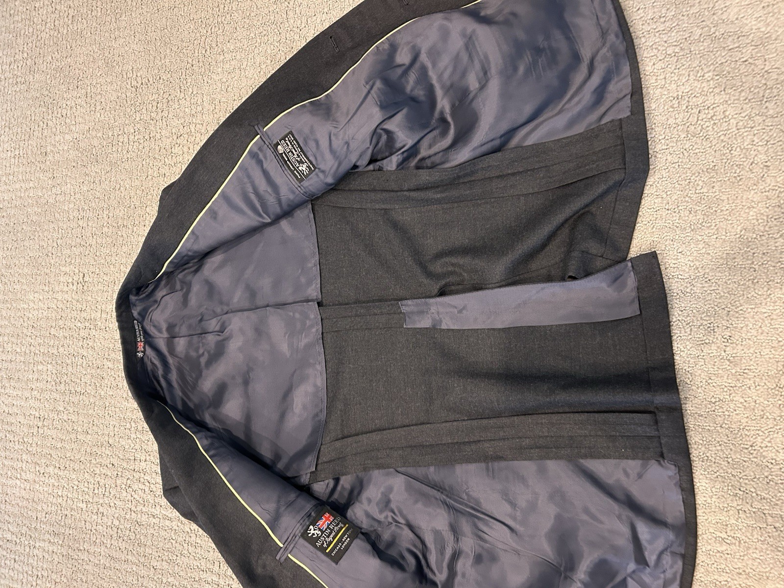 Austin Reed Suit 2pc 38R 33×30 Gray Wool Pennant Regent St Made in USA