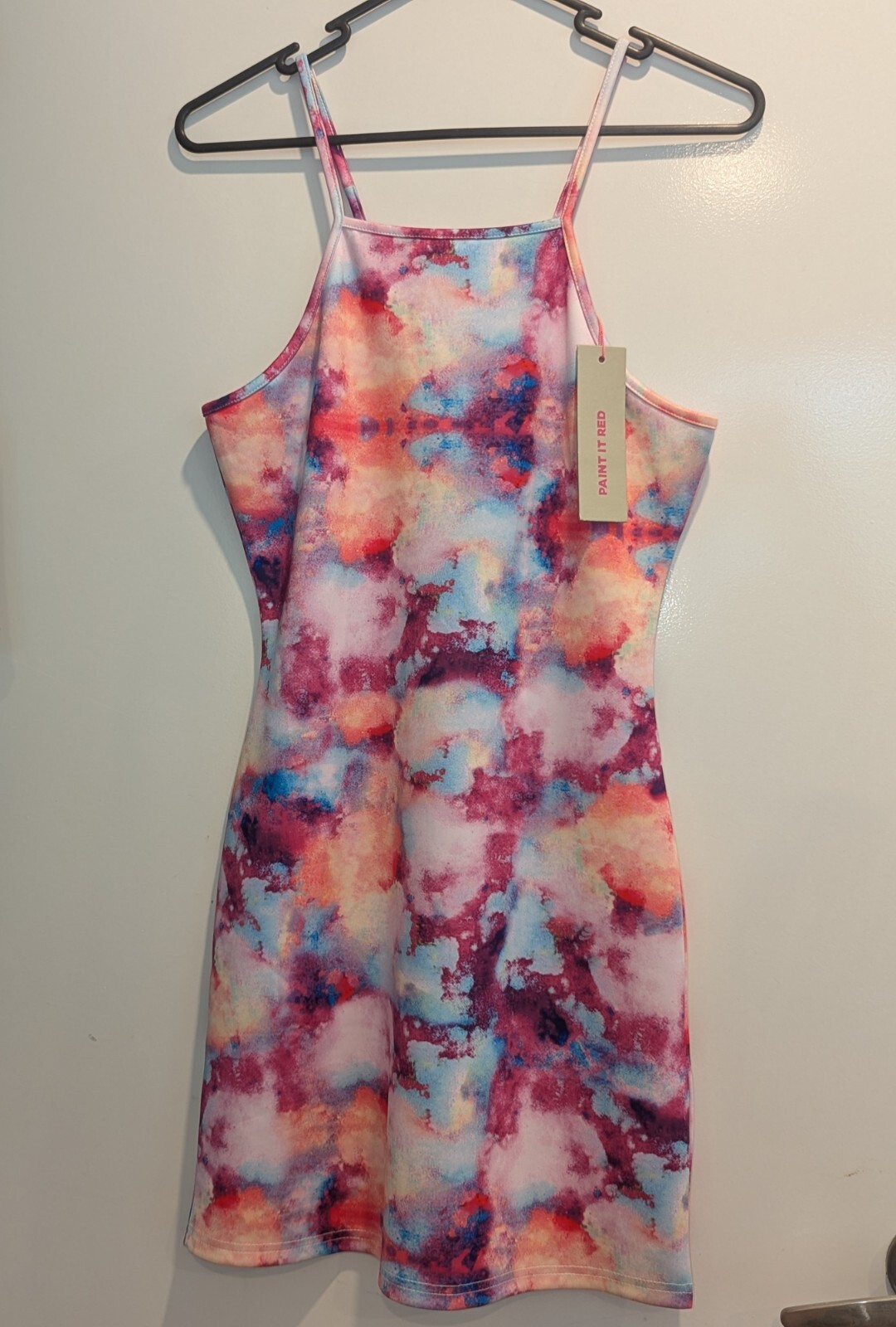 Paint It Red Dress New Tags Size S Watercolour Tie Dye Singlet Mini RRP $69.95