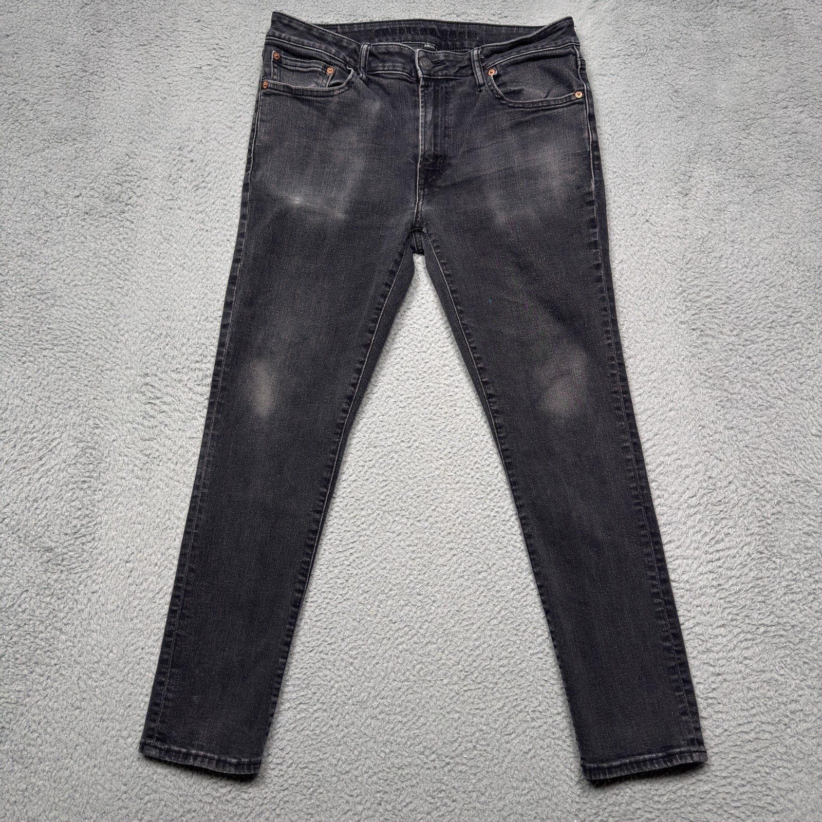 American Eagle Jeans Mens 34×30 (FIT 34×28) Black Athletic Skinny Airflex+