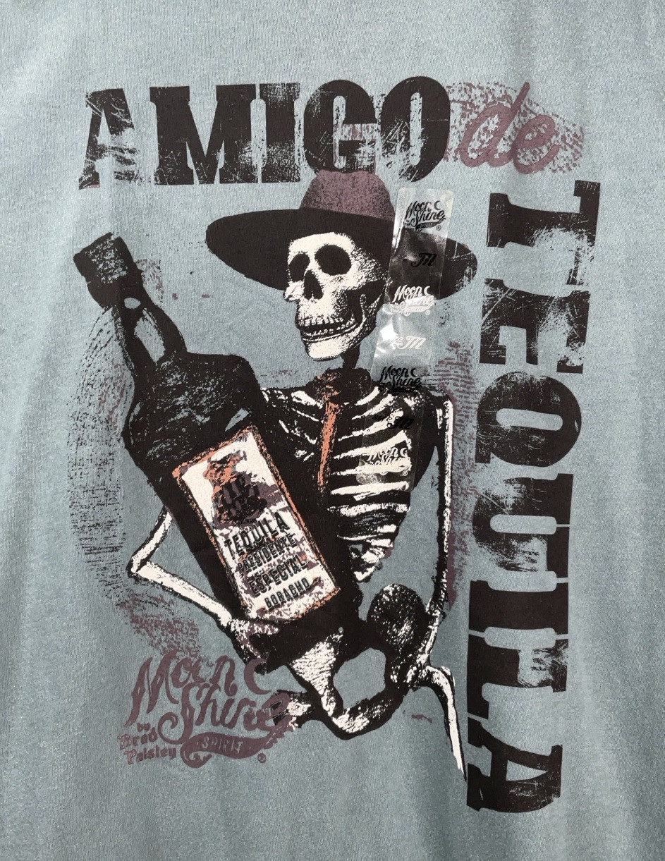 NWT Men’s Brad Paisley Moon Shine Spirit Amigo de Tequila T-shirt Teal Medium