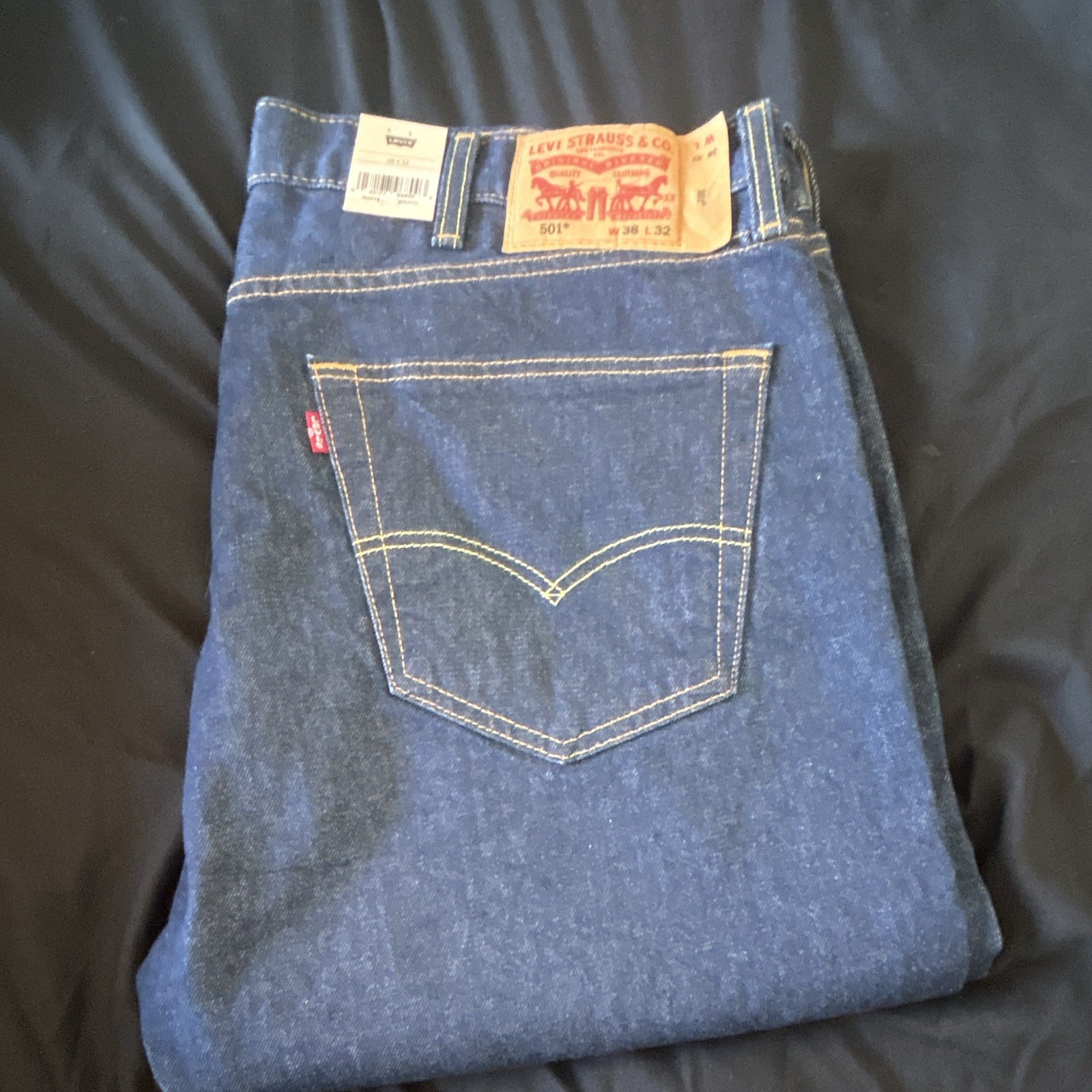 Levi’s Men’s 501 Straight Jeans Stretch Denim Dark Wash Blue Button Fly NWT
