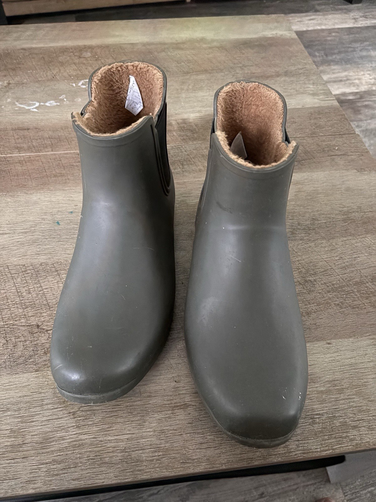 Chooka Men’s Green Chelsea Ankle Rain Boots Pull Strap PU Upper Size 10