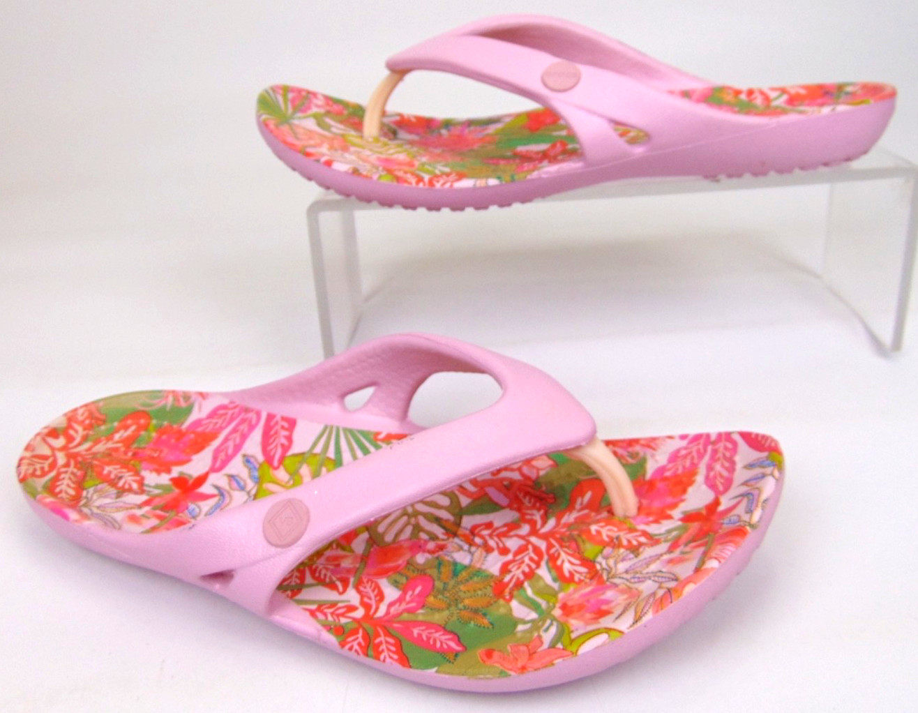 Crocs KADEE II Flip Flops Thong Sandals Women’s Size 4.0 M, Pink Floral Multico