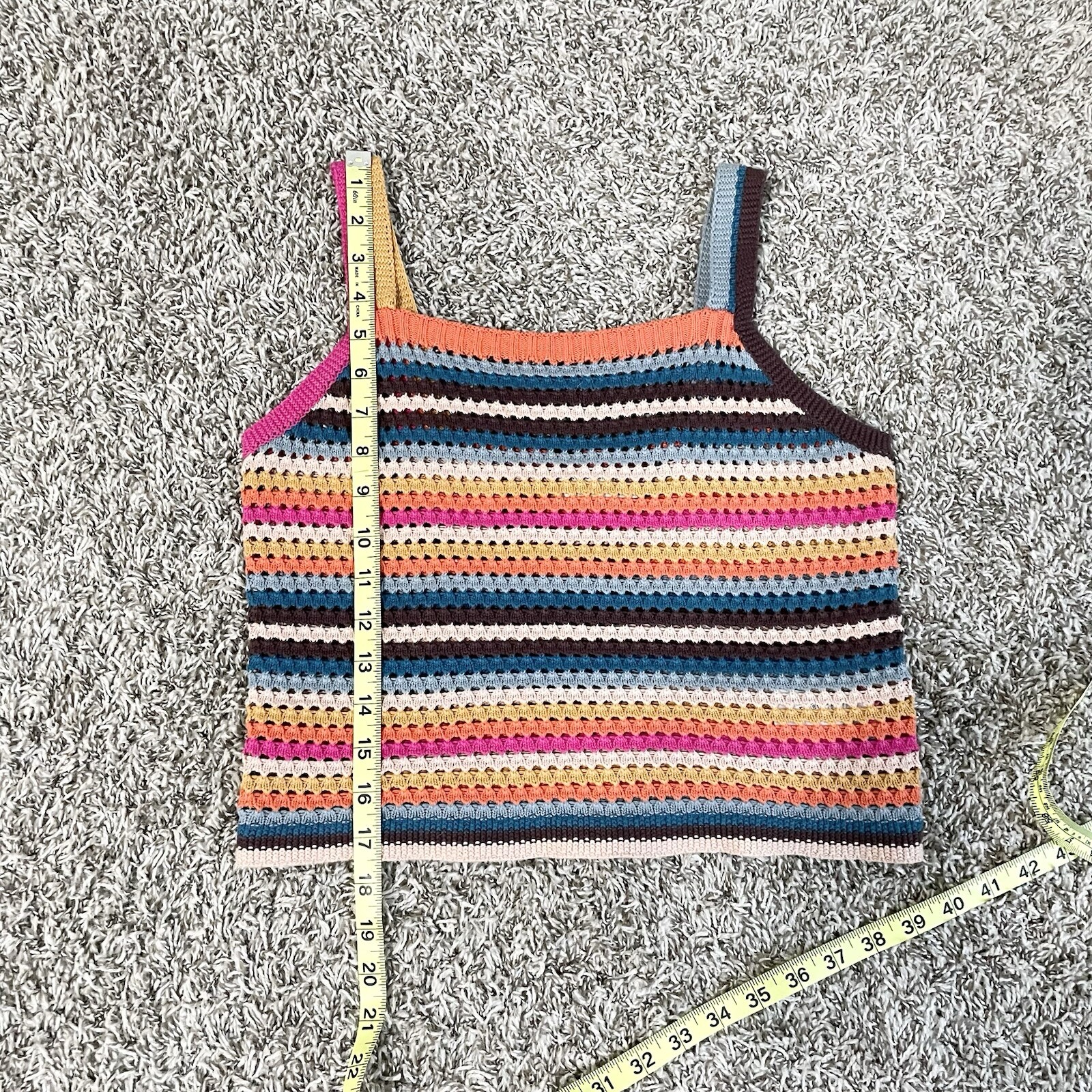 Faherty Byt Rainbow Falls Crochet Tank Top Colorful Sweater Vest Gypsy Artsy Med