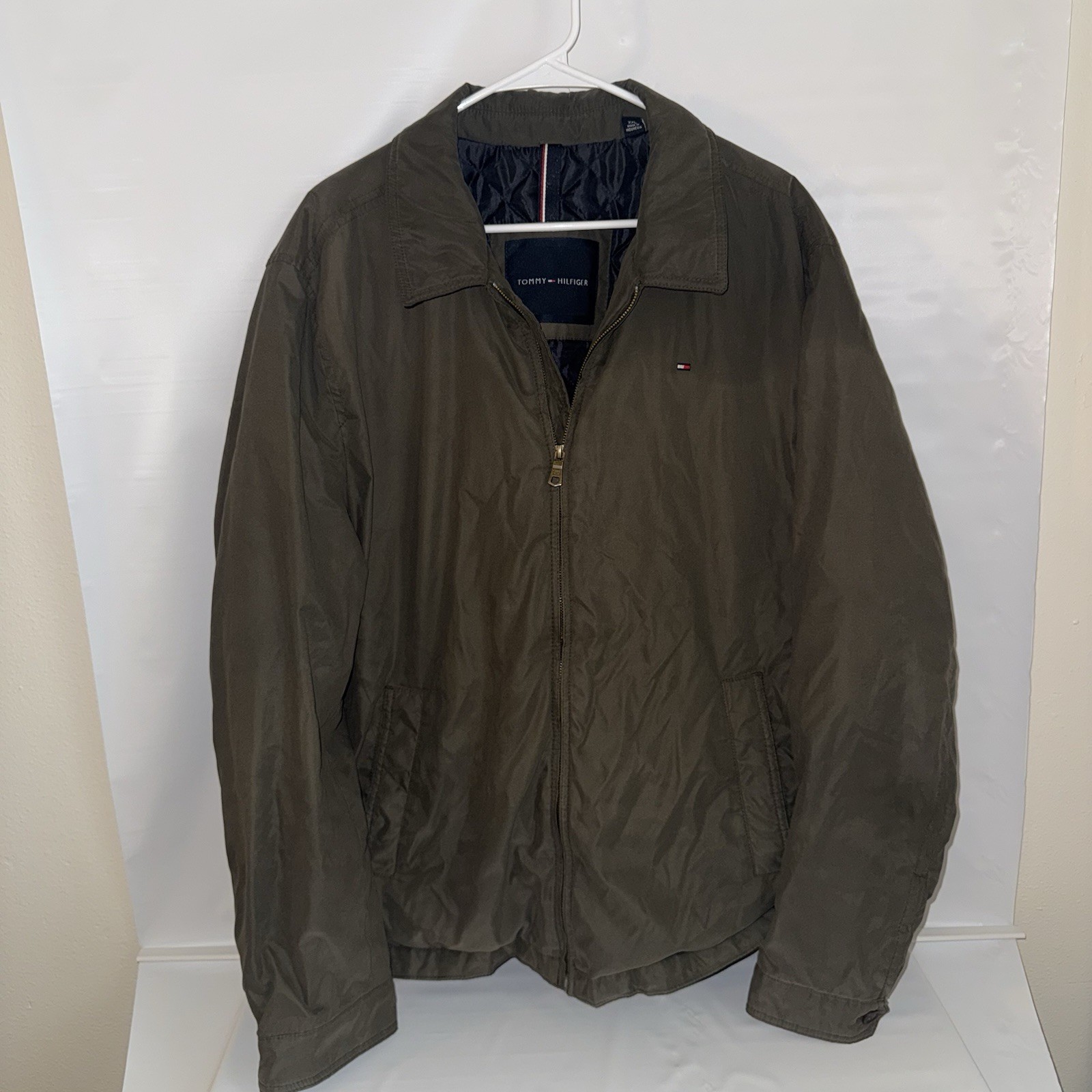Tommy Hilfiger Men’s Green Lined Jacket XXL Full Zip Point Collar