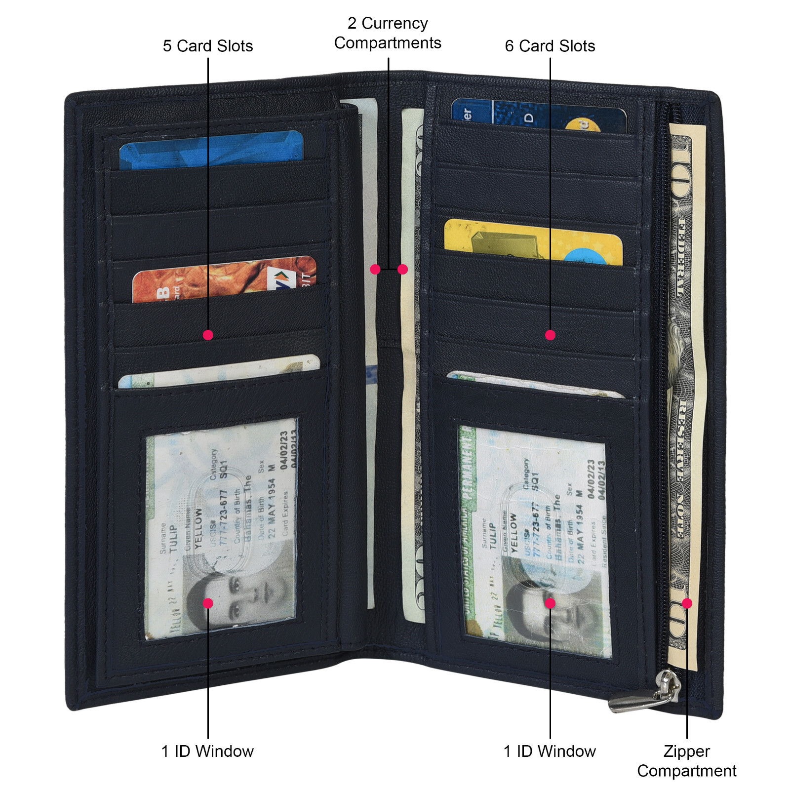 Genuine Leather Checkbook Cover Card Holder Wallet For Women & Men RFID Blocking