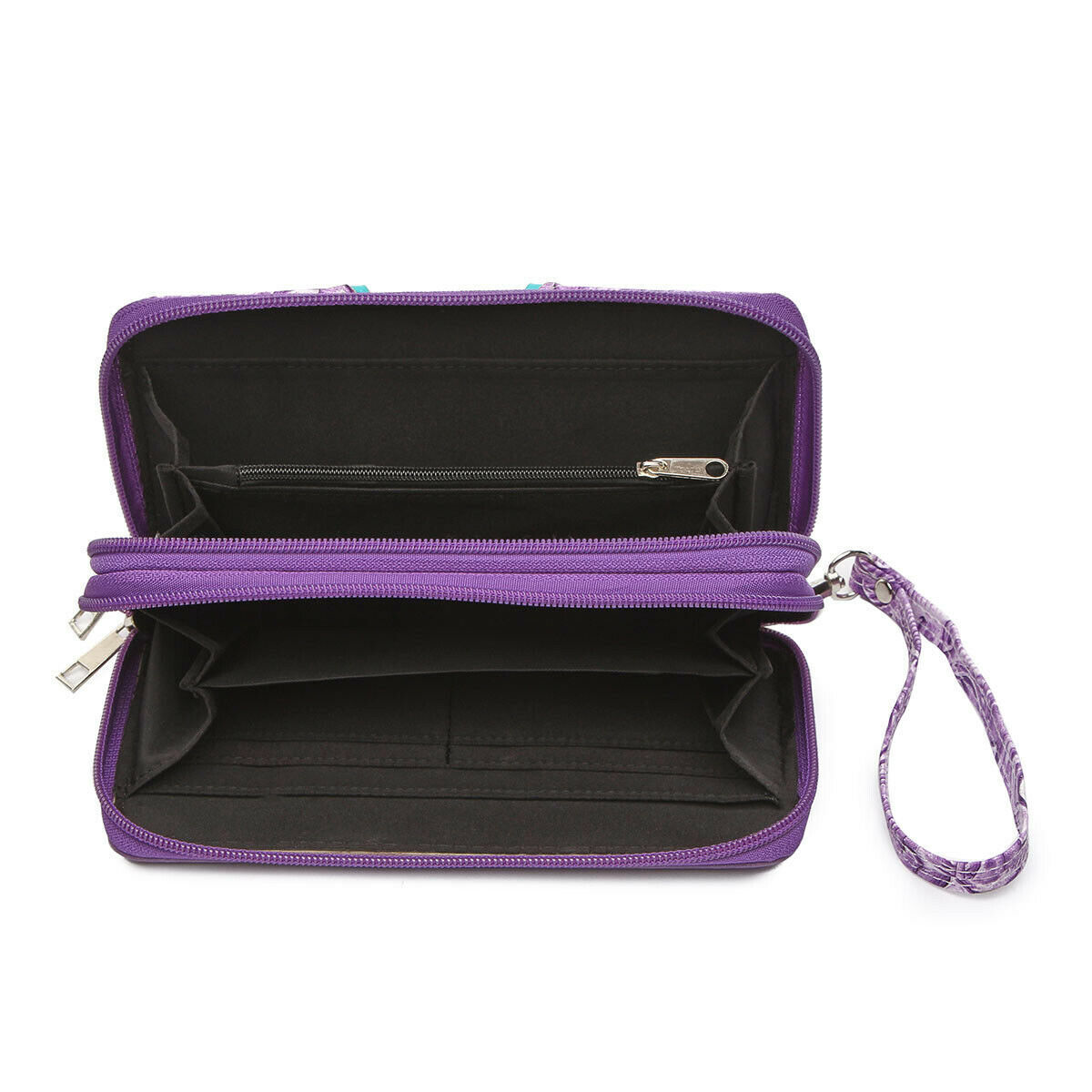 Butterfly Handbag Western Purse Women Shoulder Bag Crossbody Wallet Set Purple