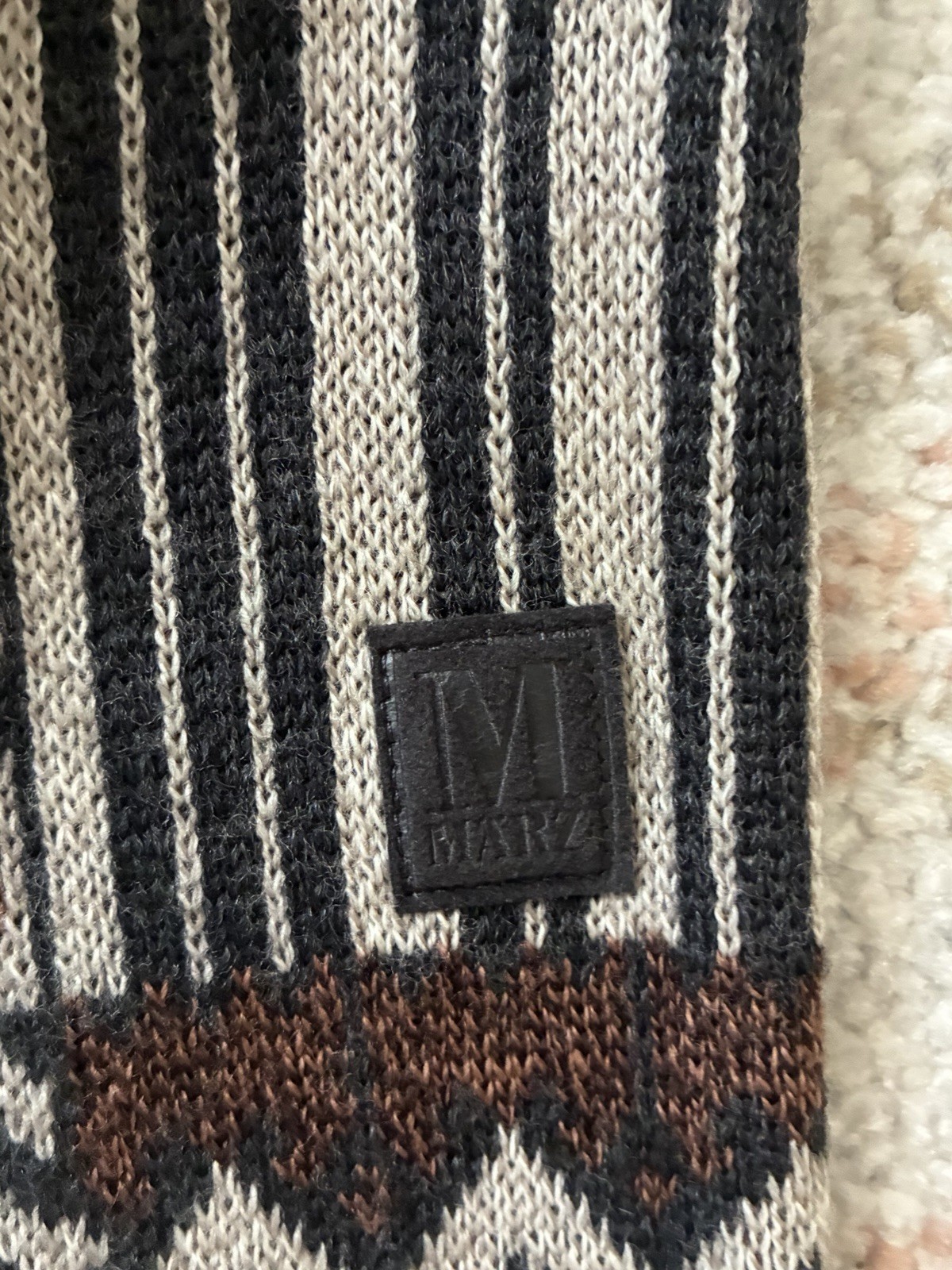 VTG Marz Munchen 100% Wool Geometric Patchwork Knit Grandpa Sweater