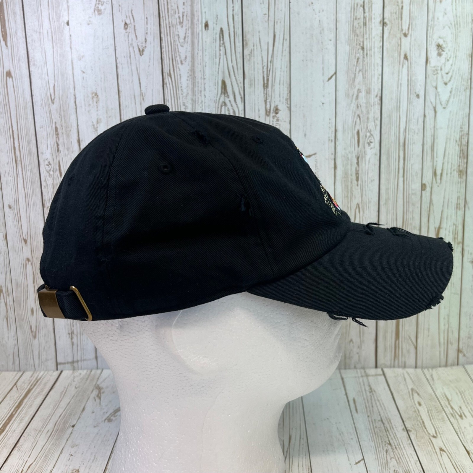MUKA Paid Bear Dad Hat Cap Black Distressed Baseball Embroidered MU:KA: