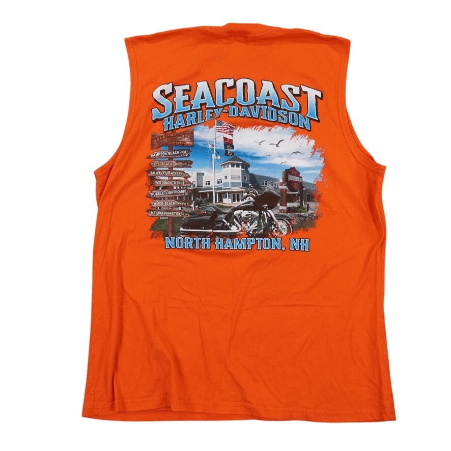 Harley Davidson Sleeveless Shirt Mens XL Orange Laconia Rally 2024 Biker Moto