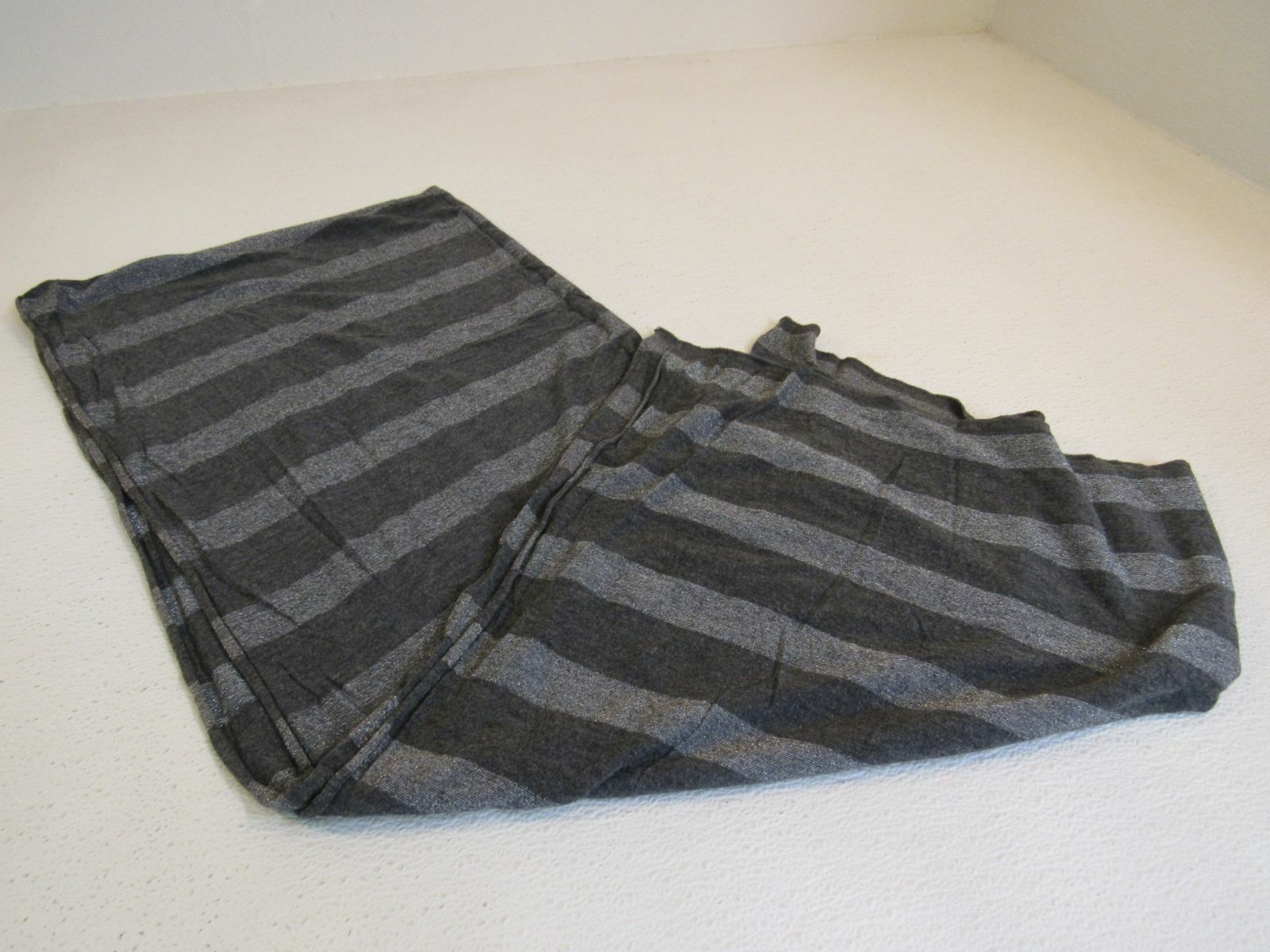 Designer Scarf 76-in Grey Striped Metallic Female