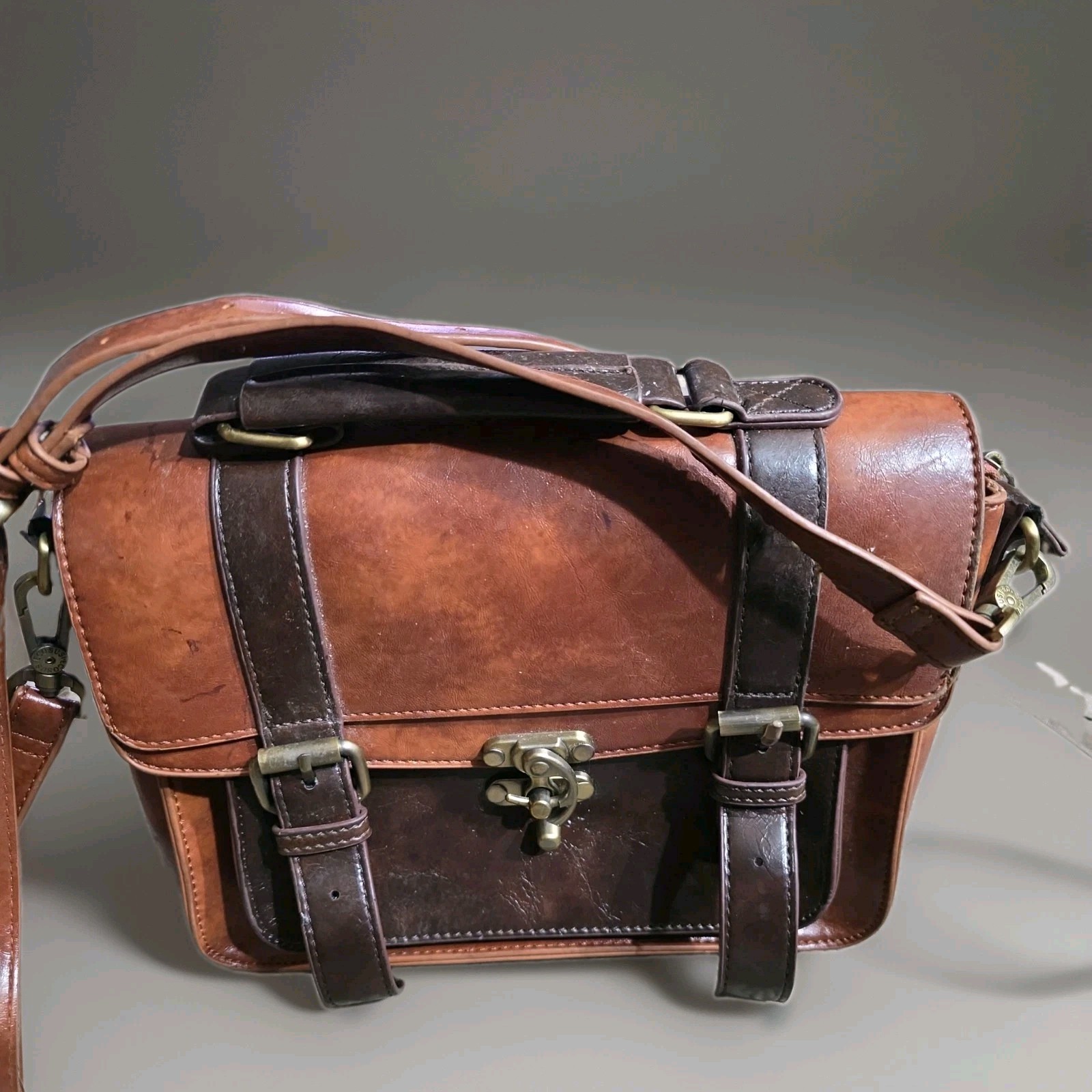 ECOSUSI Vintage Vegan PU Leather Messenger Bag (Please See Description)