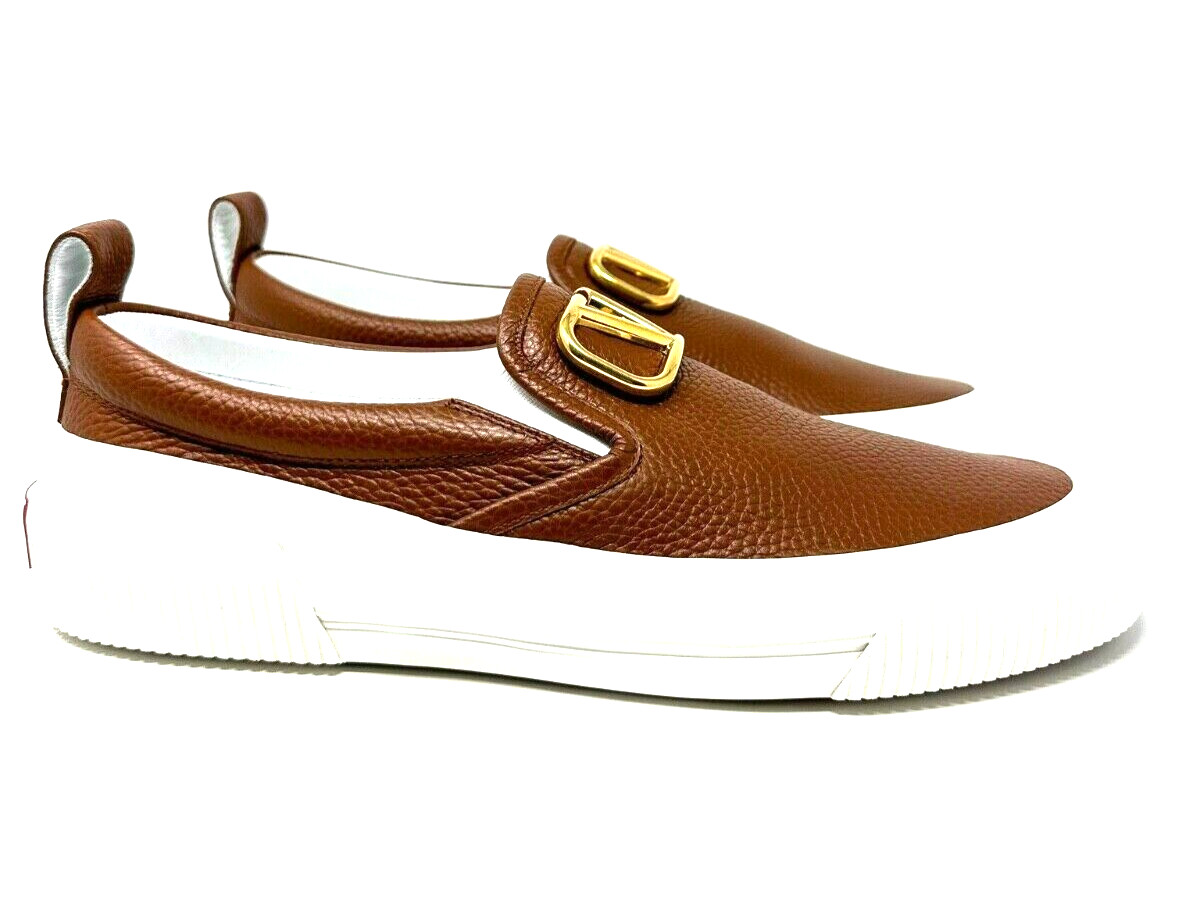 VALENTINO GARAVANI Vlogo Plaque Slip-on Sneakers In Brown – $850 – EU 42 / US 9