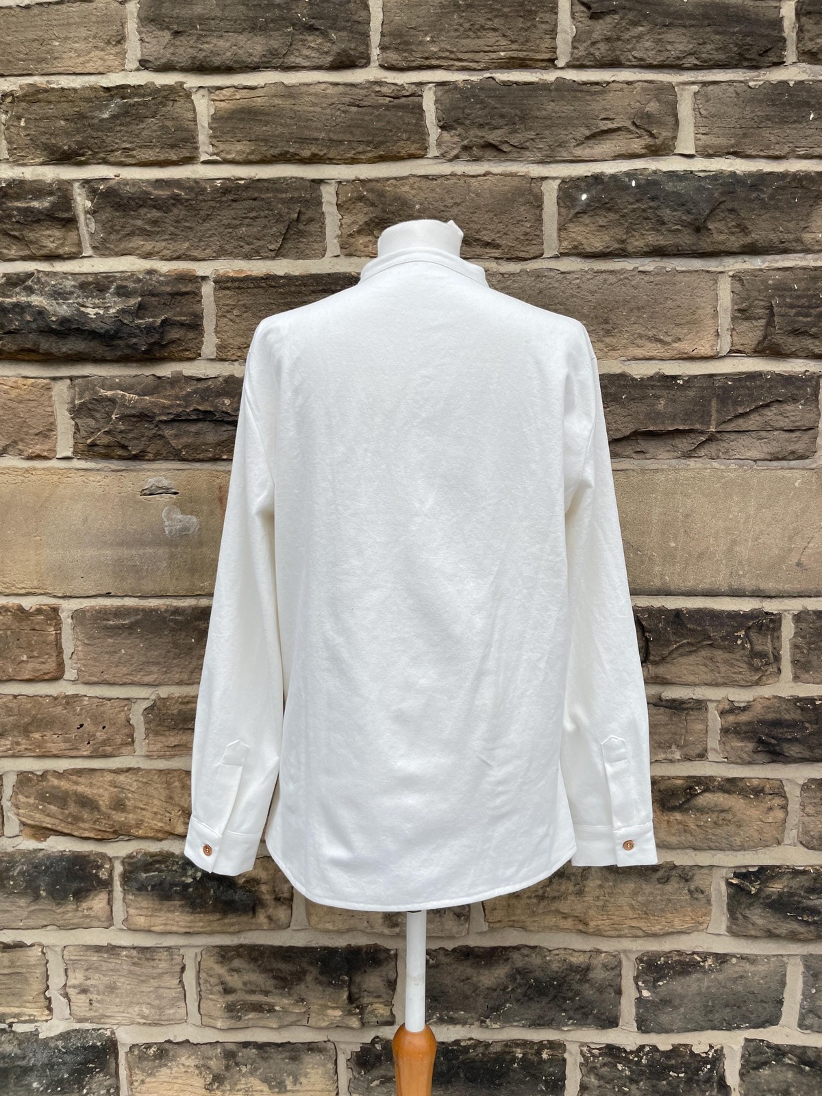 Collarless Grandad Shirt Cotton Organic Smock Top – White – All Occasions