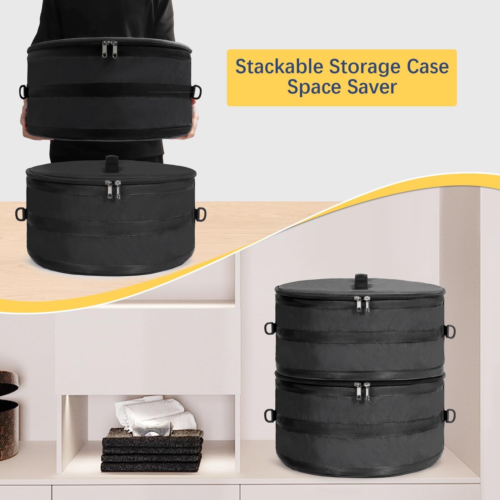 Travel Hard Shell Hat Box for Cowboy Hats – Collapsible Organizer with Handle &