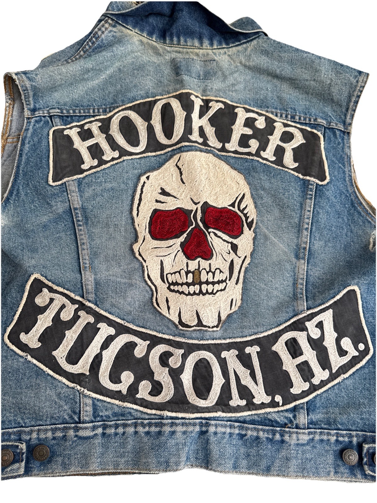 Vintage 50s-60’s Levi’s Denim Biker Vest Sleeveless w/Patches