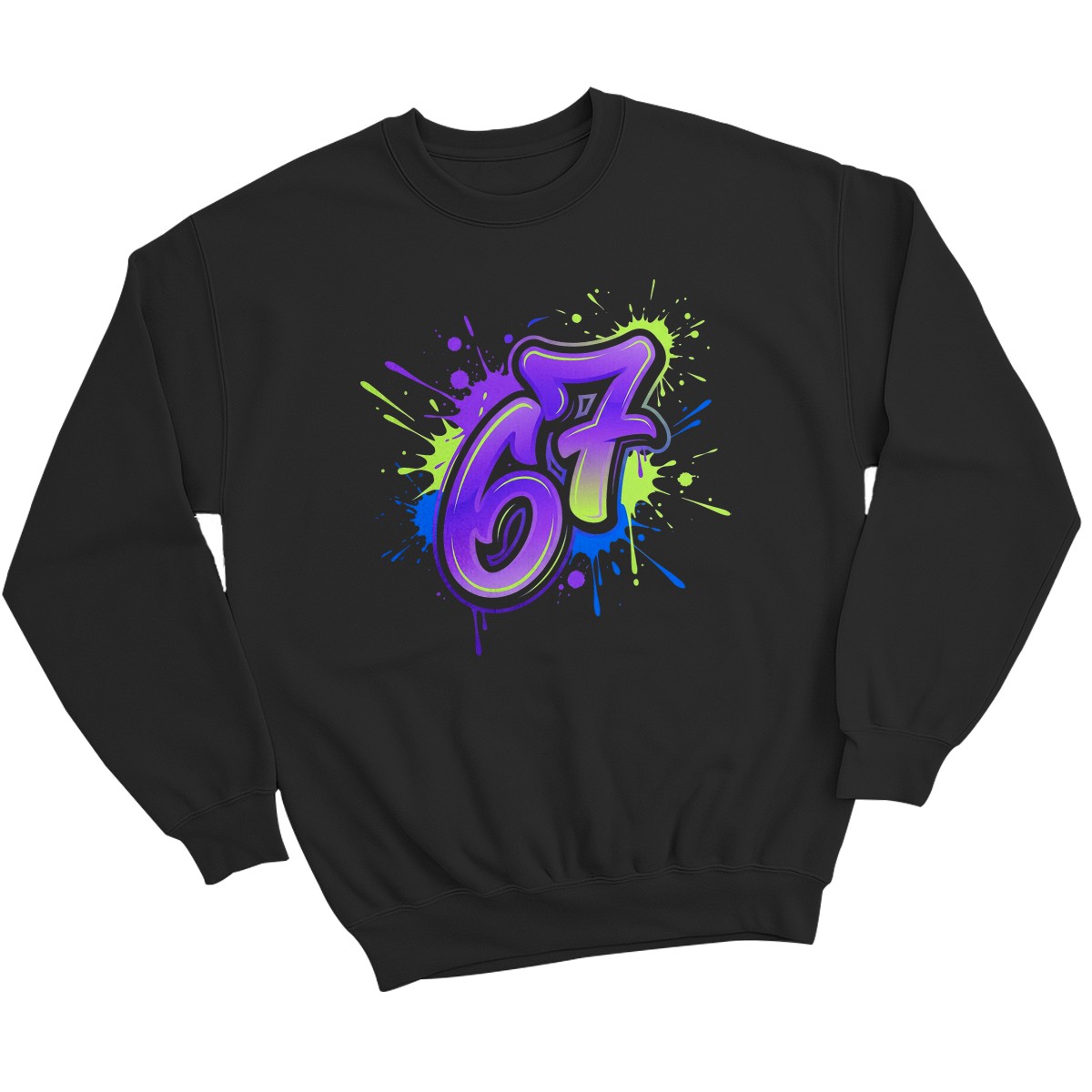 Bright 67 Graffiti Paint Slogan Unisex Sweatshirt Six Seven Graphic Jumper