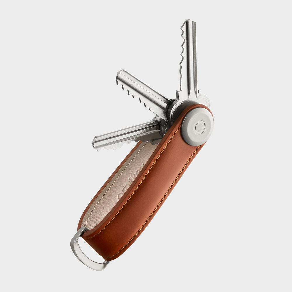 Orbitkey LTHO-2-CGTN 2.0 Leather Key Organizer, Carry 2-7 Keys, Cognac/Tan