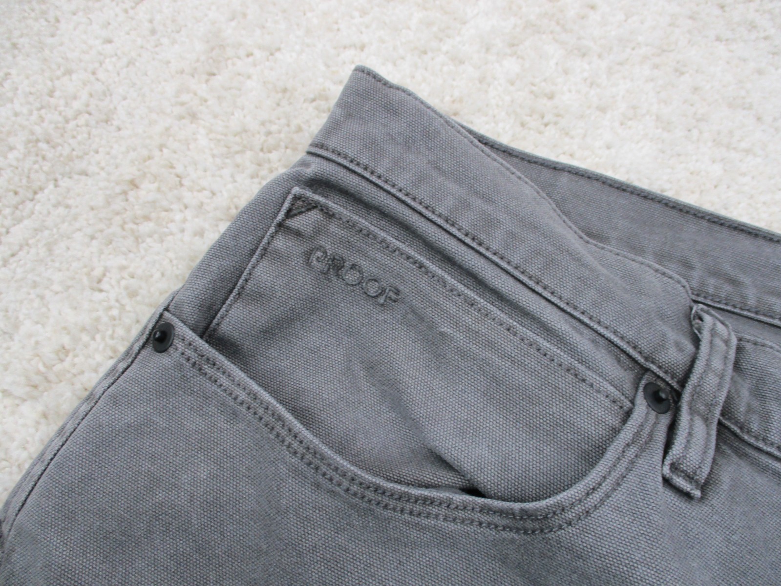 Proof Rover Slim Pants Mens 38 Gray Canvas Stretch Chino Casual Huckberry 38×34
