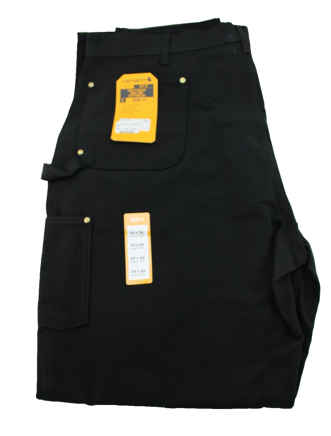 NWT CARHARTT Men’s Size 44 x 34 Loose Fit Double Knee Black Firm Duck Work Pants