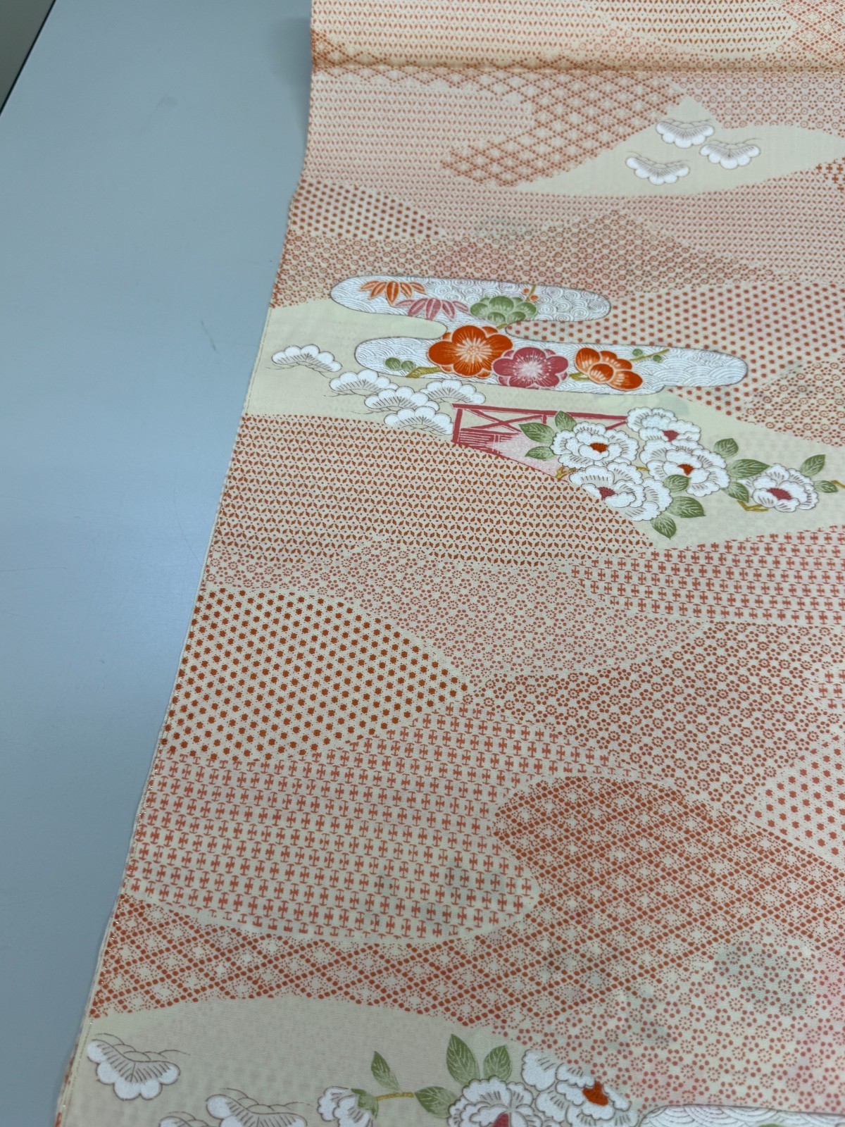 Japanese Vintage Kimono Fabric cloth Boro Wool Pink tradition 35.4×14.5 in