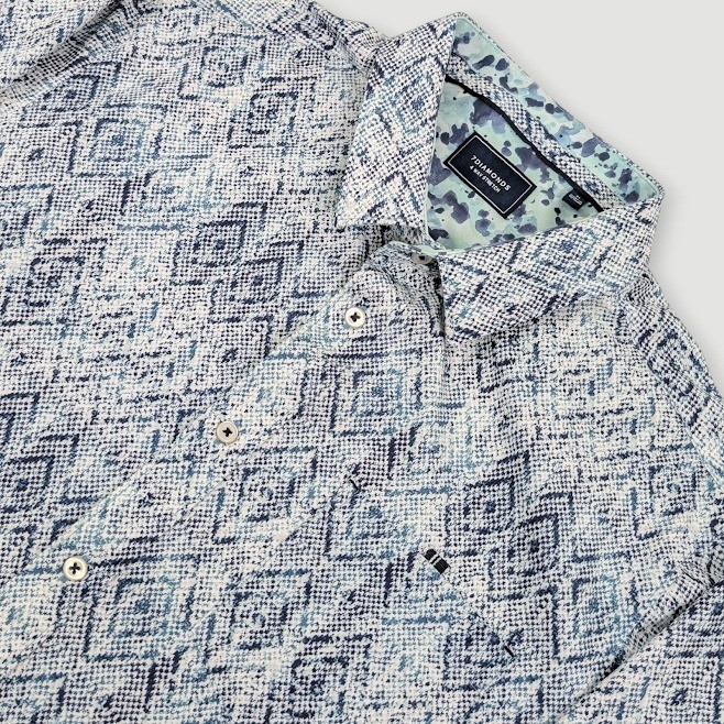 7 Diamonds 4-Way Stretch Button Up Shirt Mens XL Geometric Outer Limits Pattern