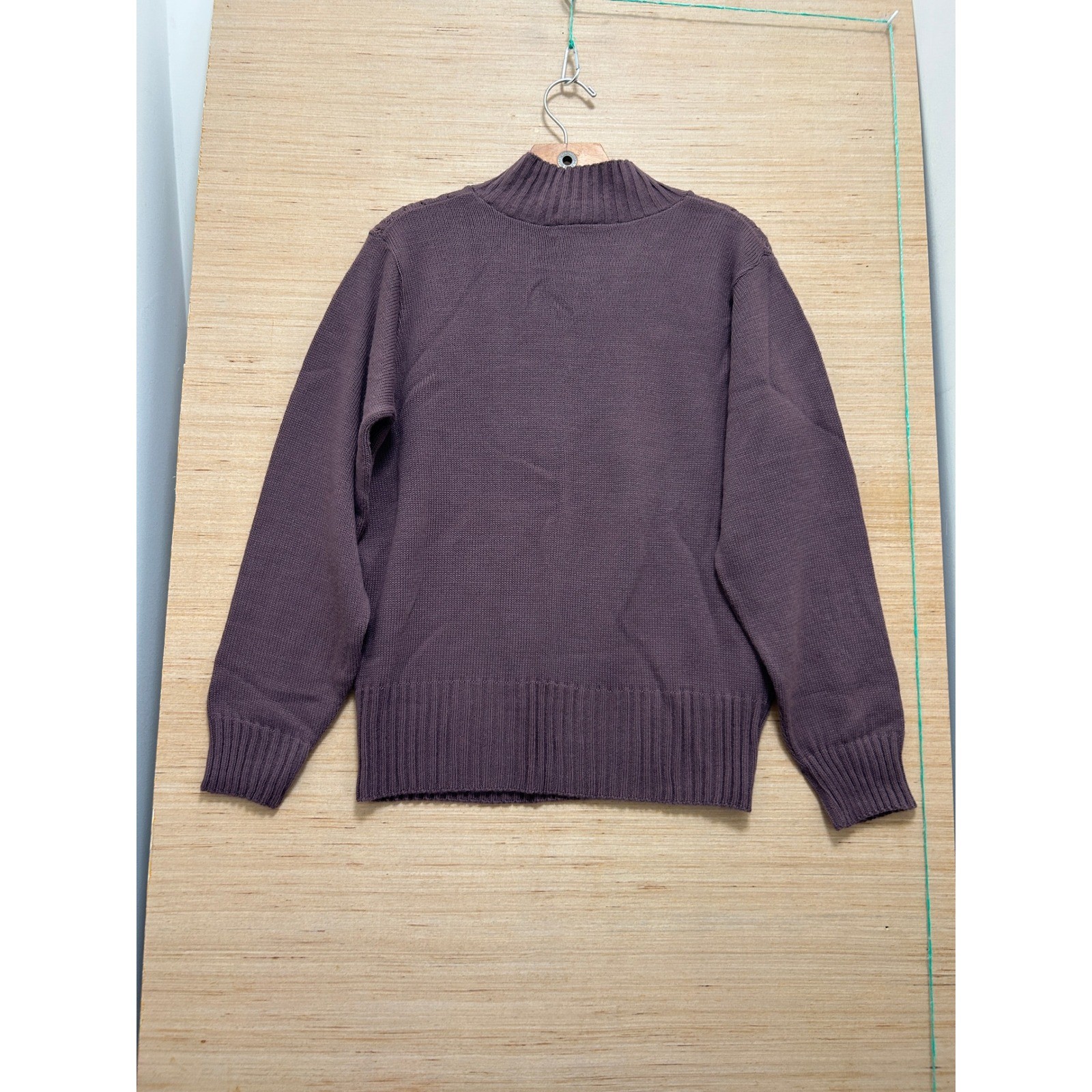 Lord Isaacs Womens Mock Neck Pointelle Knit Sweater Mauve Purple Medium