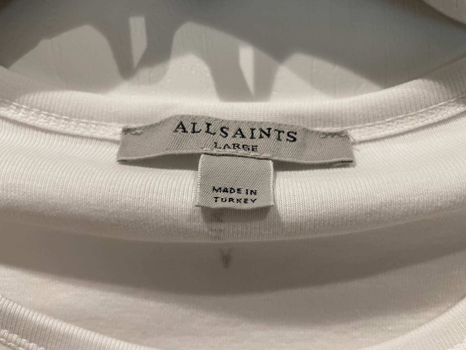 All Saints classic white crew neck tee – Size Large – 100% Cotton – Classic!