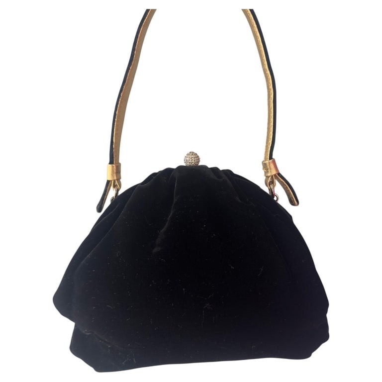 Dolce & Gabbana Black Velvet Evening Bag with Jewelry Closure, 1990s