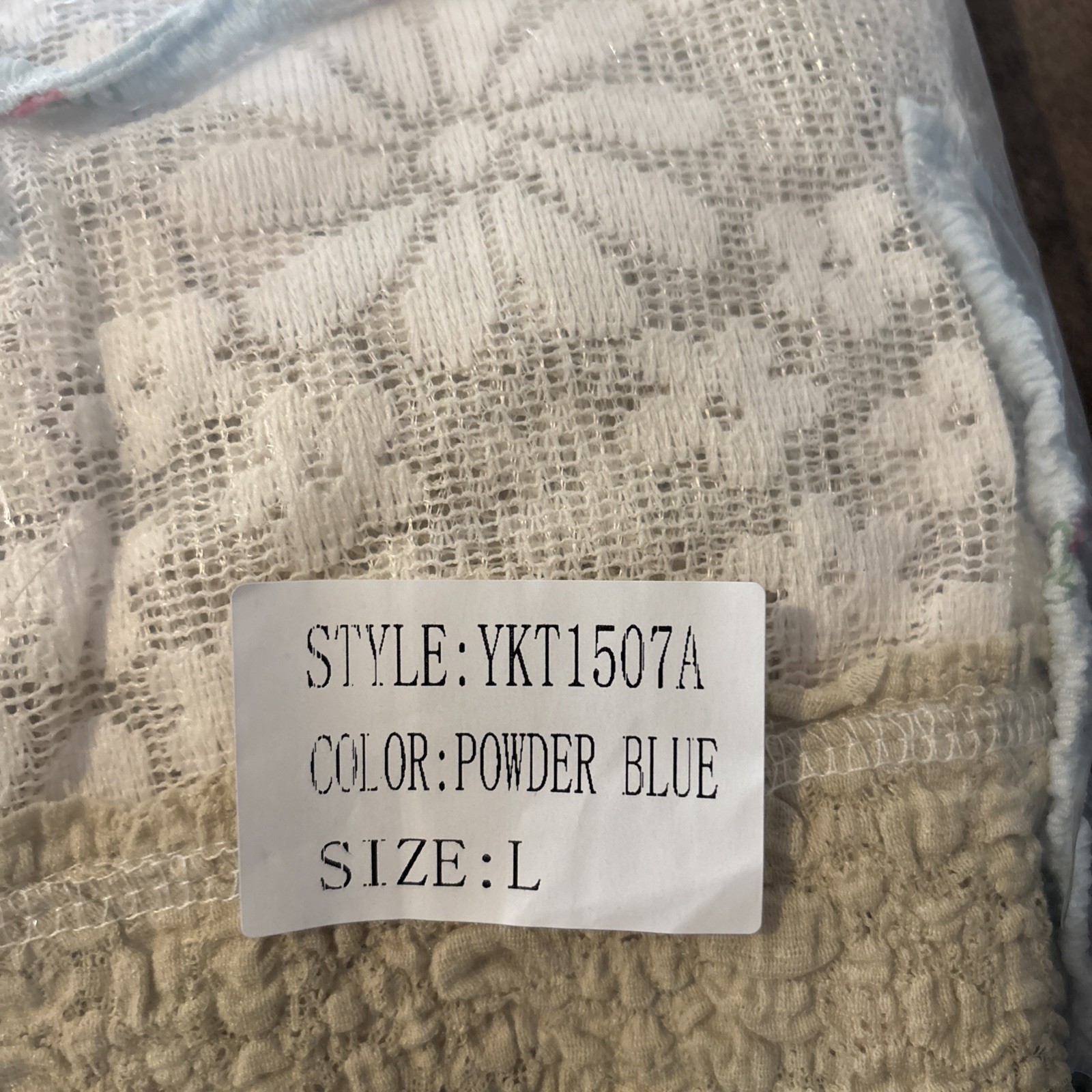 POL LACE Textured Floral Hooded Light Boho Jacket Light Blue crinkle gauze Large