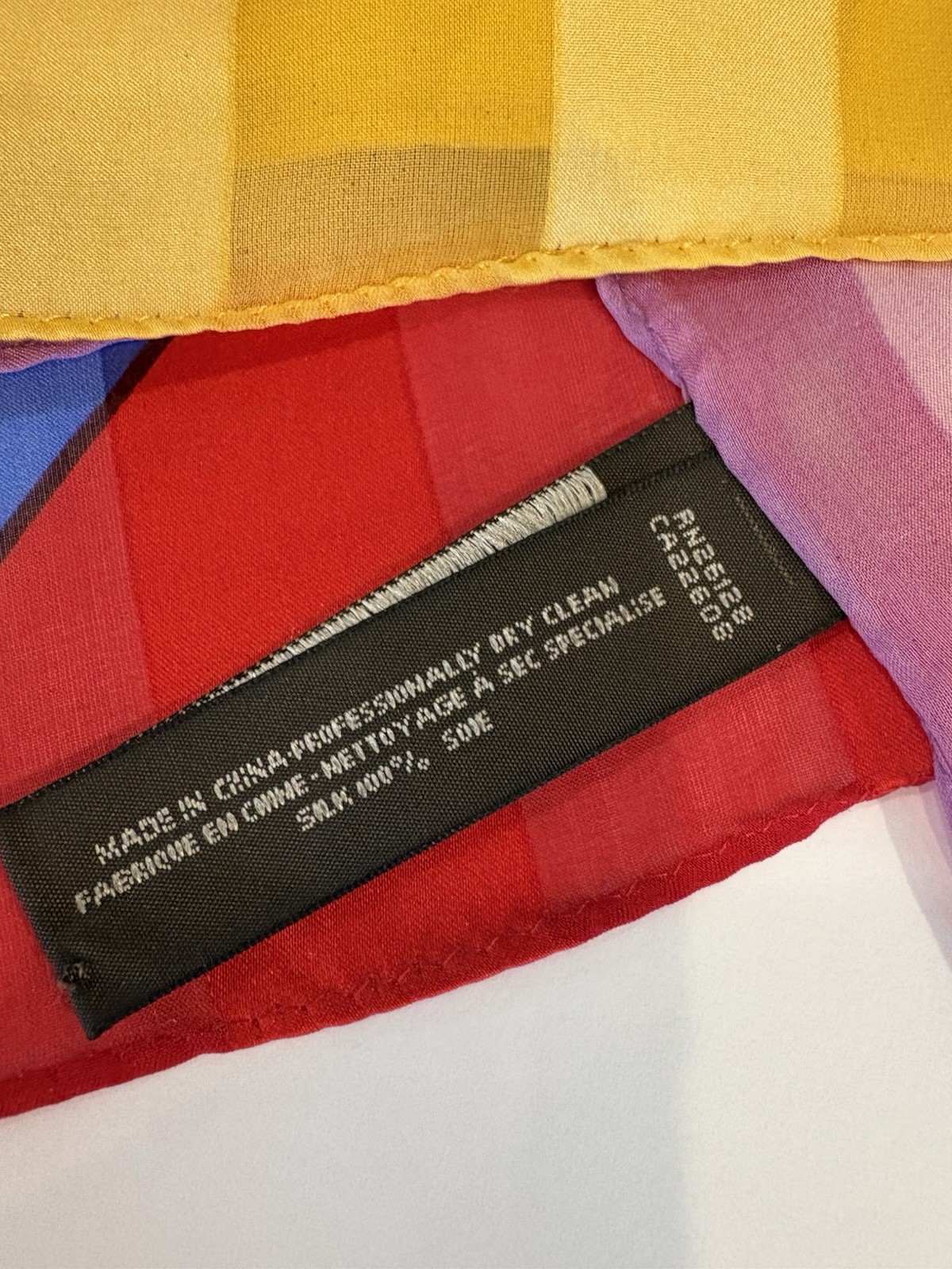Echo Scarf Silk Red Blue Purple Yellow Black Bold Colors 22” Square