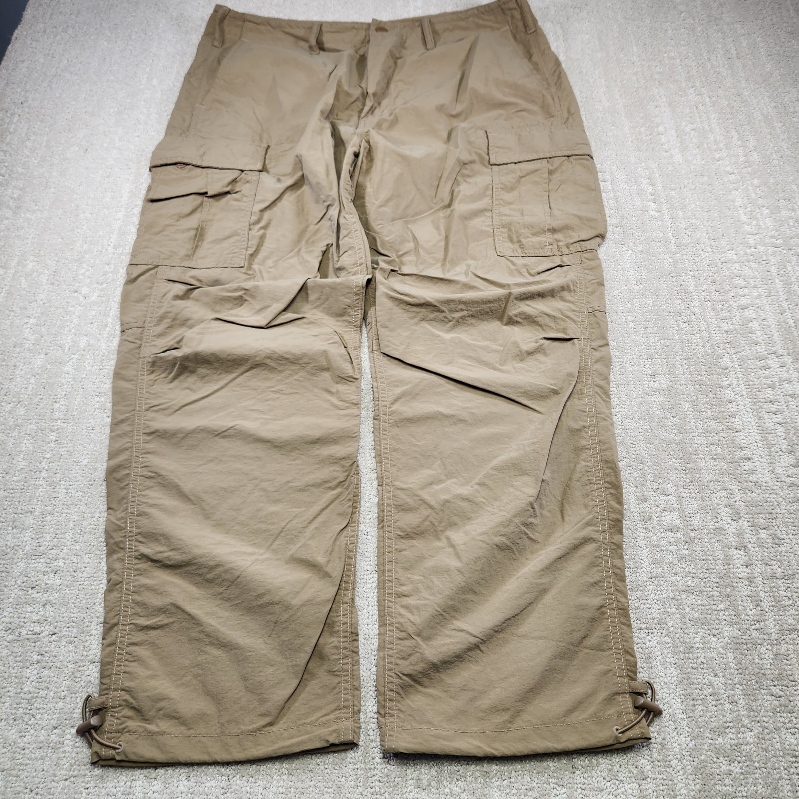 American Eagle Parachute Pants Men Large Brown Baggy Woven Y2K Stretch