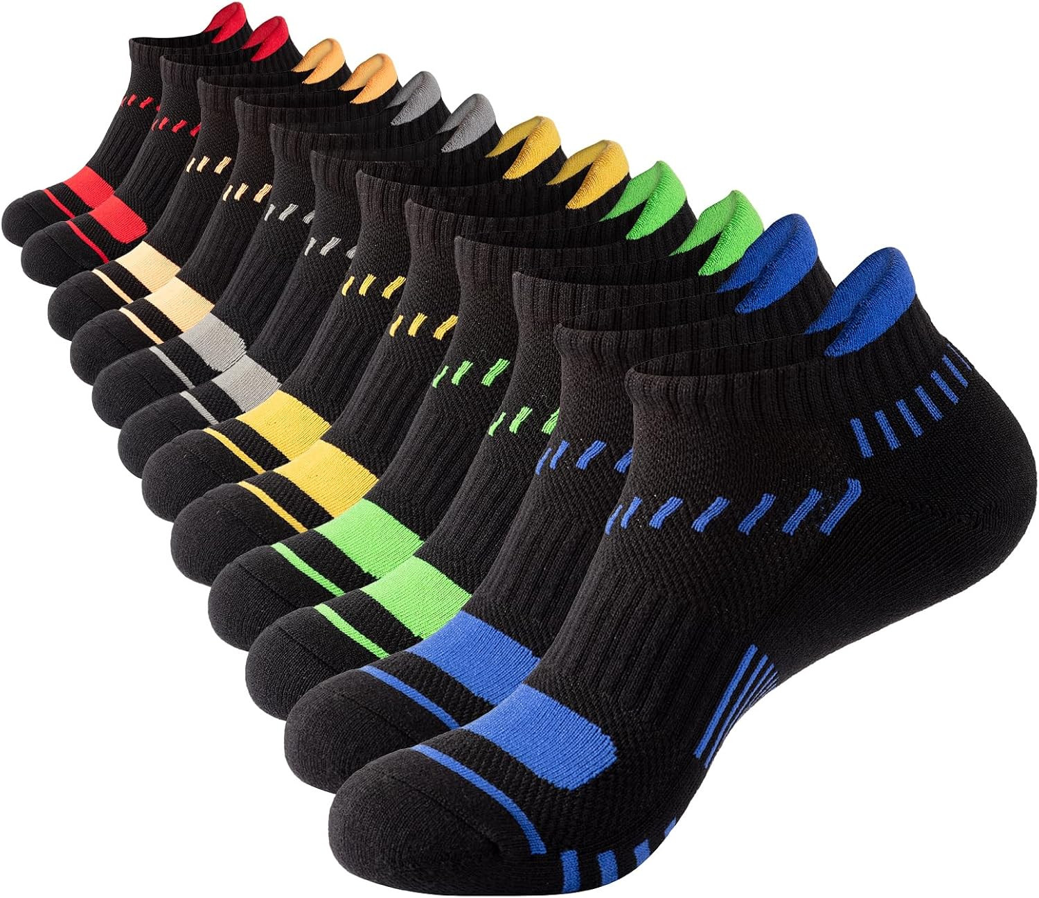 6 Pairs Mens Running Socks Breathable Mesh-Hole Cushioned Socks for Men Size 10-