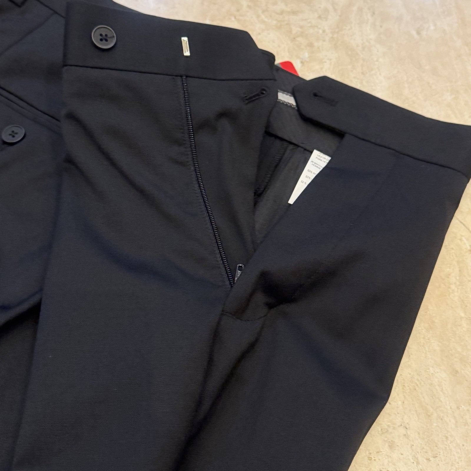 JB Britches Men’s Black Wool Blend Flat Front Dress Pants Trousers New Auth $159