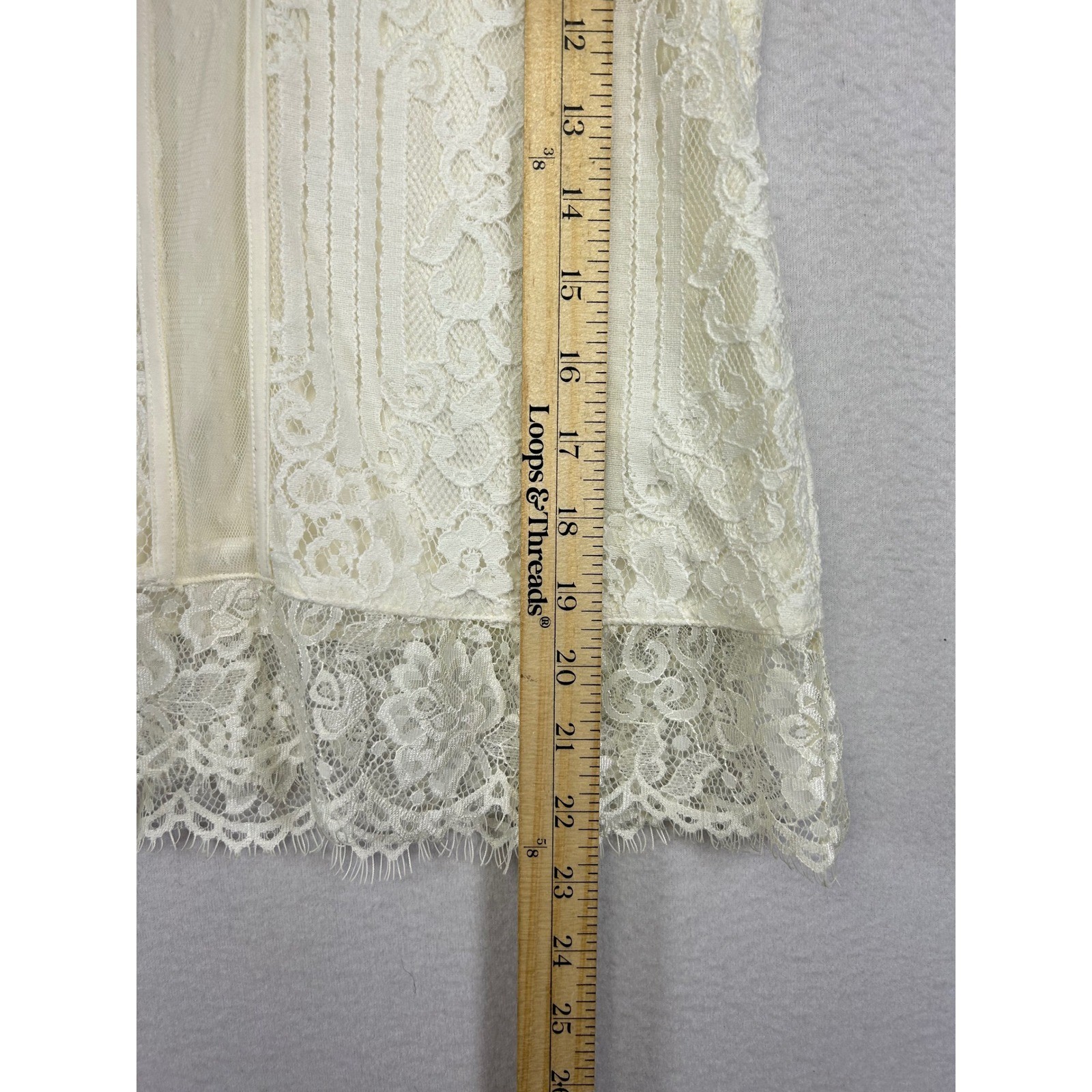 Romantic Coquette Express Womens Small Ivory Floral Lace Swiss Dot Mesh Blouse