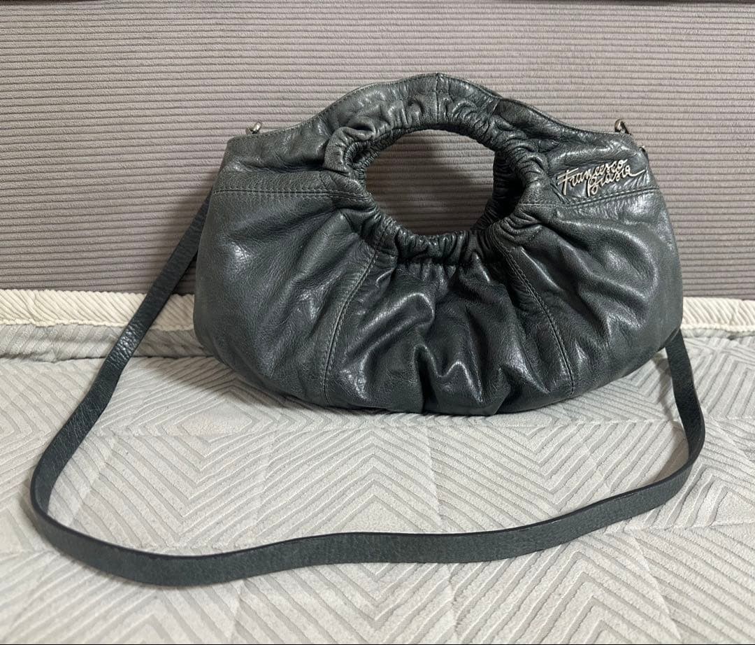 FRANCESCO BIASIA Leather 2way Shoulder Bag Gray