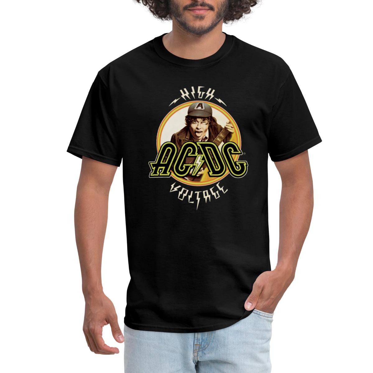 AC/DC Logo High Voltage Album Angus Young Men’s T-Shirt