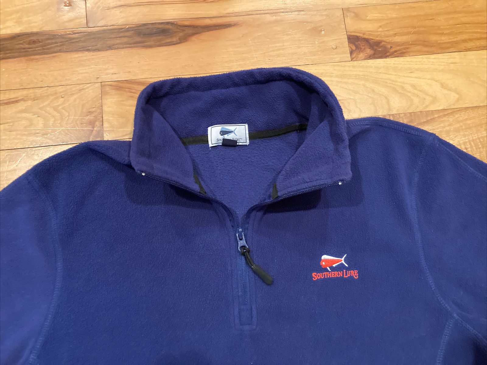 Southern Lure Blue 1/4 Zip Fishing Pullover Fleece Sweater Jacket Men’s Large