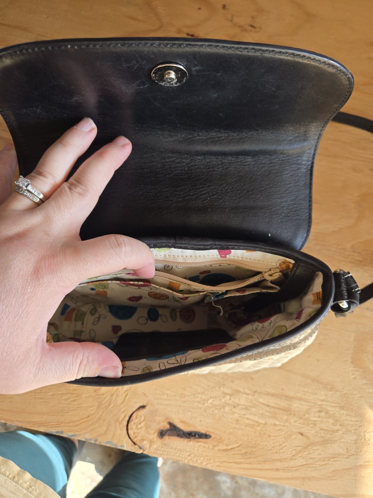 Brighton Woven Small Crossbody Bag Black Leather Strap Flap Magnetic Lined