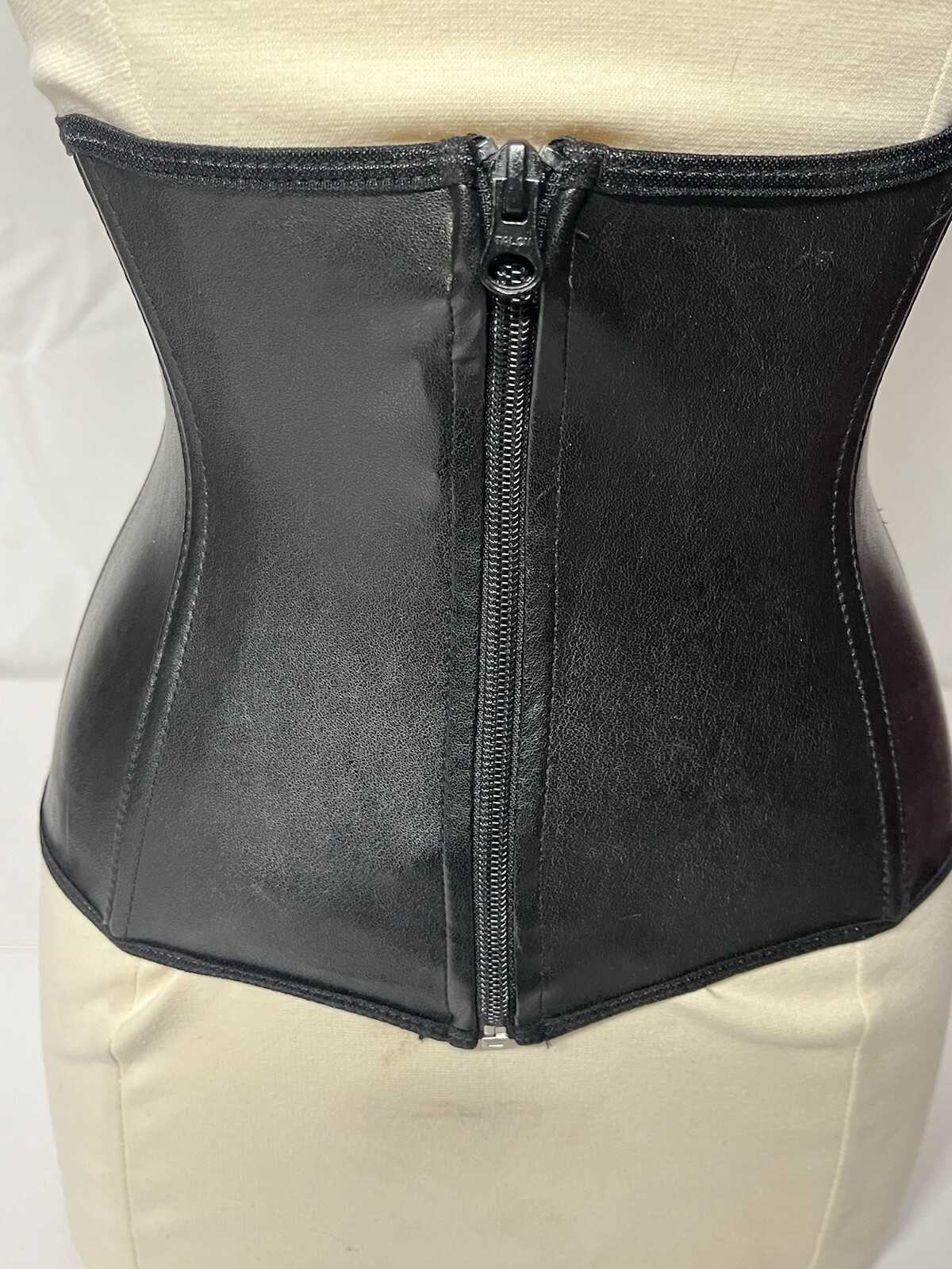 Black Under Bust Corset Lace Up Back, Front Zipper Style #6501 Size Xsmall