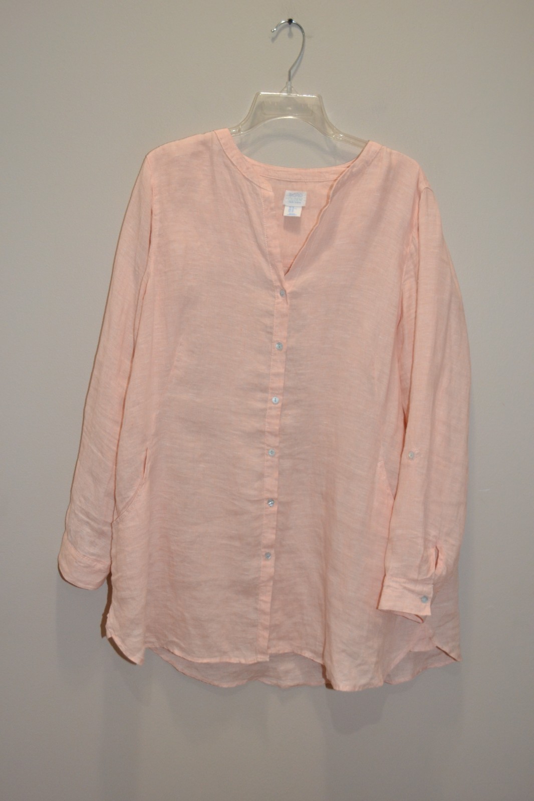 Sigrid Olsen Womens XL Linen Oversized Tunic Pockets Lagenlook Coastal Beachy