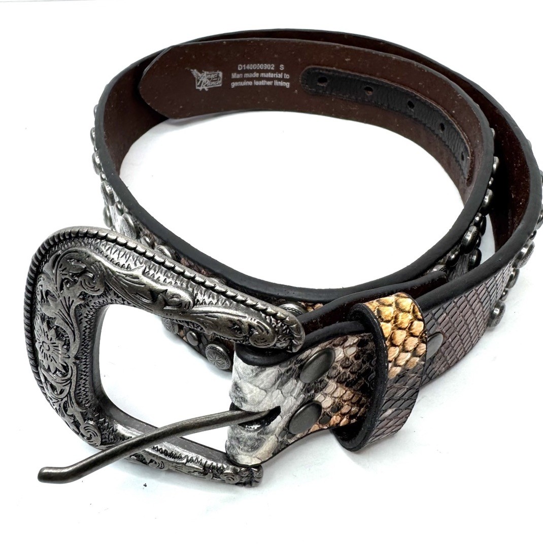 Angel Ranch D140000902 Womens Python StudsEdge Western Belt Multi- S Size