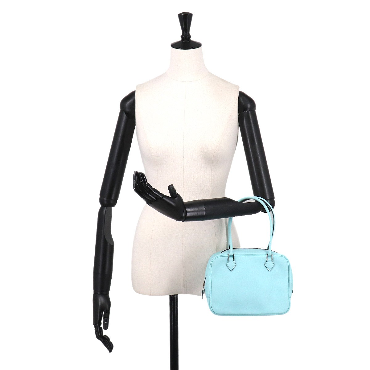 HERMES Mini Plume 20 Hand Bag Veau Swift Bleu Zephyr Purse 90329291