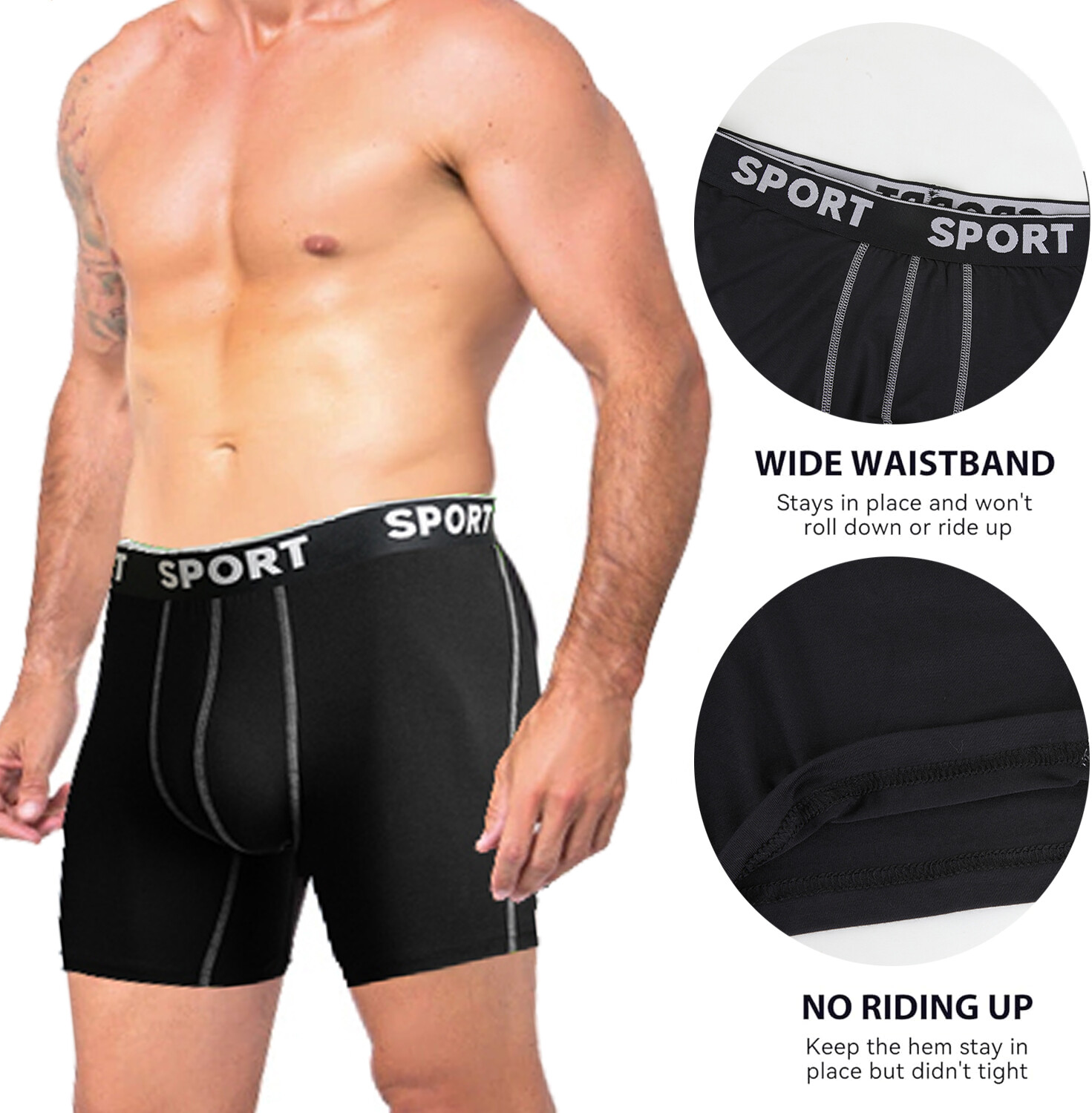 4/8 Pack Men Bamboo Underwear Breathable Boxer Briefs Moisture-Wicking Shorts