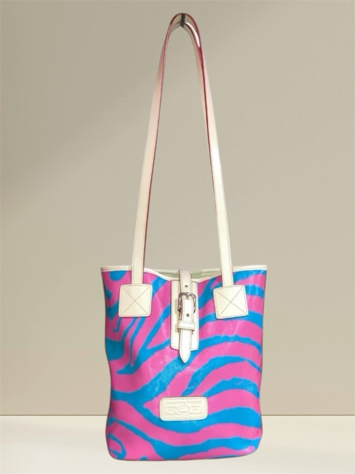 Y2K Dooney & Bourke Zebra Stripe Bucket Shoulder Bag –Rare VTG Designer Purse