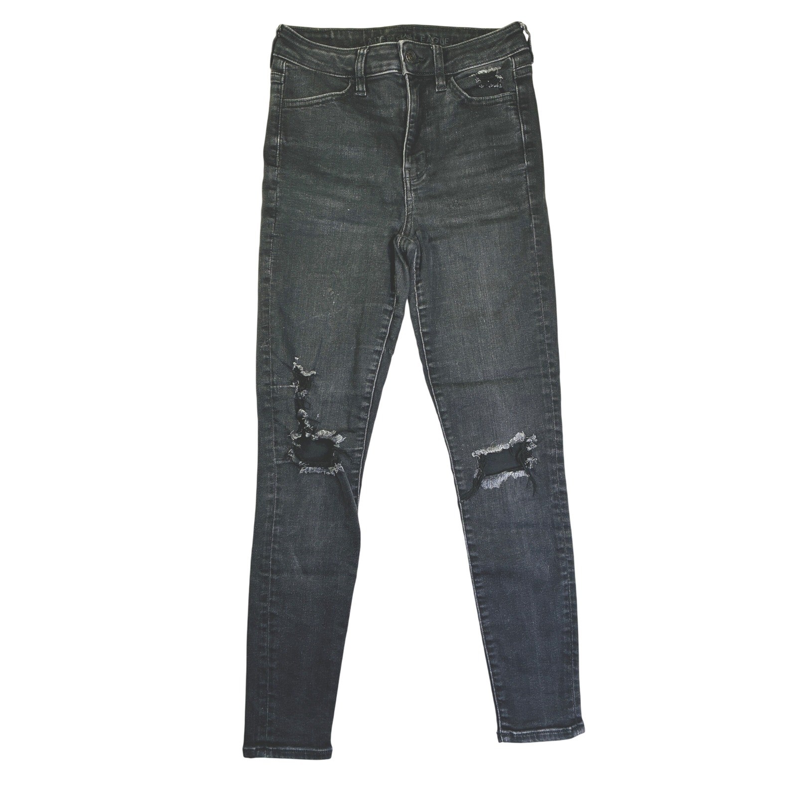 American Eagle Ne(x)t Level Stretch Skinny Distressed Jeans Black 4 Short 3066
