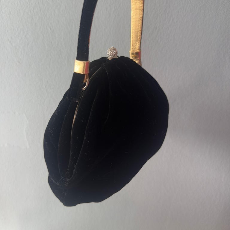 Dolce & Gabbana Black Velvet Evening Bag with Jewelry Closure, 1990s